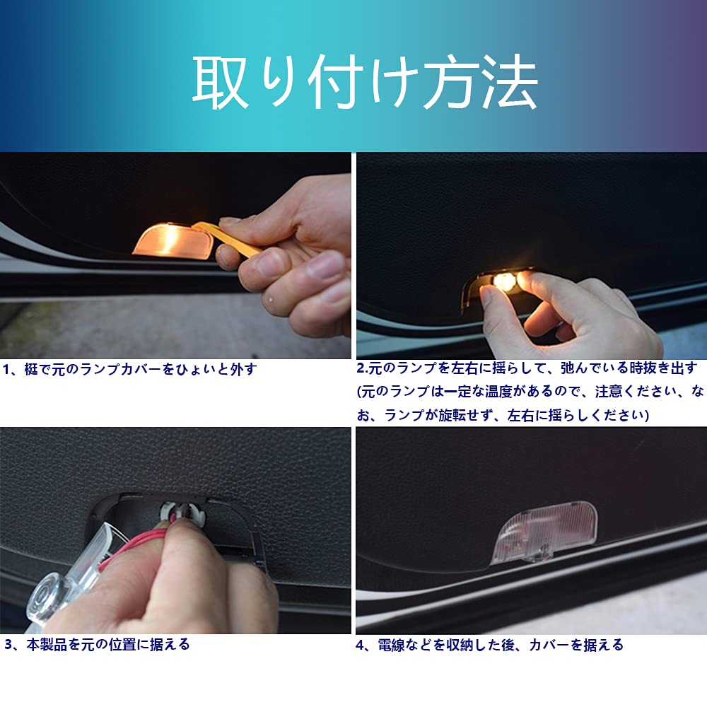 Car courtesy LED courtesy lamp, courtesy light with logo projection and ghost effect, for Honda Odyssey, 2-pack (Odyssey03)