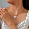 Schmuck Edelstahl Schleifkette Imitation Barockperle Gold Halskette Damen 2124