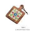 HeMu Vintage tile pot mat Solid wood home dining mat insulation mat casserole mat Heat resistant kitchen table mat pot mat