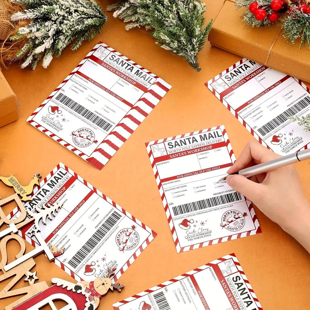 20 Pcs Delivery Gift Labels – Christmas Holiday Package Stickers with Fill-In To/From & Delivery Method Fields