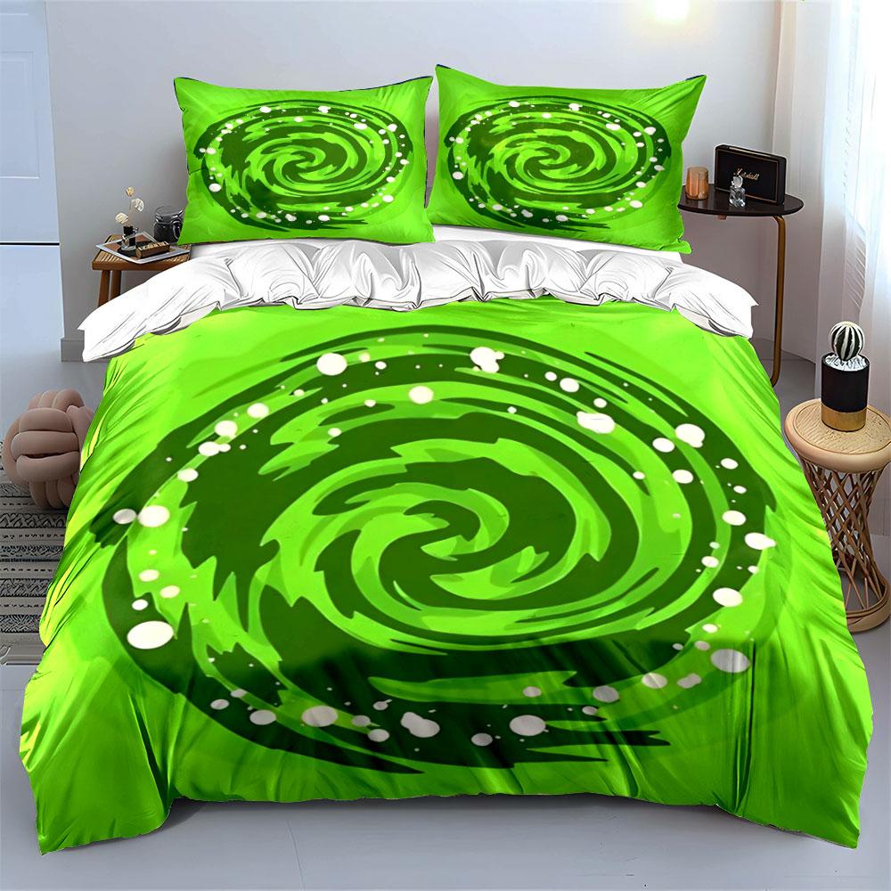 Green Swirl Design Three-Piece Set Kid's and Adults' Bedroom Decor, Exquisite Three-piece Bedding Set Gift
