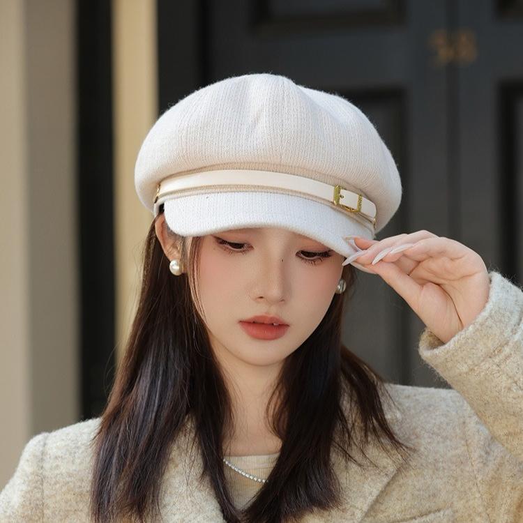 Octagonal Hat Female Spring and Autumn Duck Tongue Travel Sunshade Sunscreen Hat British Retro Breathable Beret