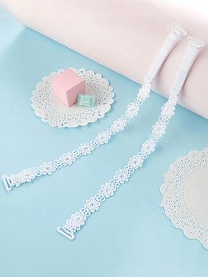 2pcs Set -Lace Flower Replaceable Underwear Strap Women's Seamless Sexy Anti-Slip Bra Strap Elastic Accessory