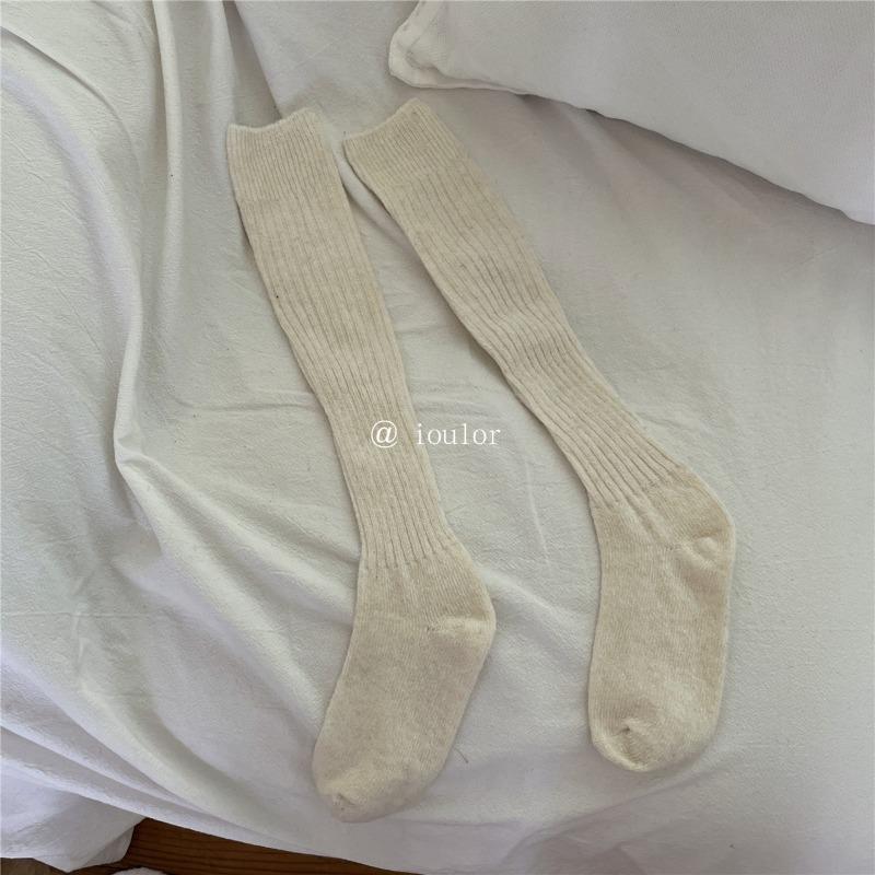 

Женские осенне-зимние утолщенные шерстяные носки до колена с махровым ворсом 1 pair слоновая кость