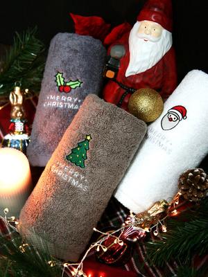 Songwol Towel Christmas Santa Embroidery 150g Cotton Towel 5 Sheets