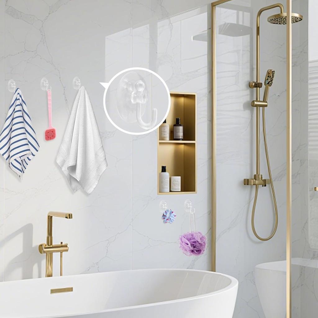 20Pack Suction Cup Hooks 1.2Inch Clear PVC Suction Cups Hooks, Removable and Reble Utility Hooks for Glass Windows, Mirrors, Doors, Tiles, Shower,