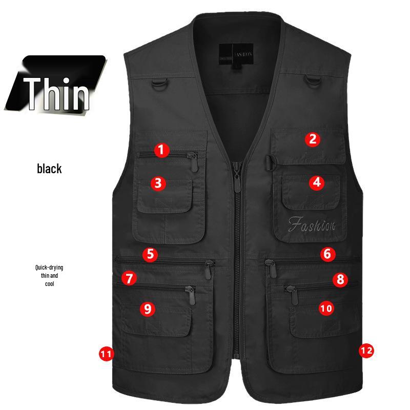 Men's 7XL Quick-Dry Mesh Vest With Multi-Pockets - Breathable Summer Wear