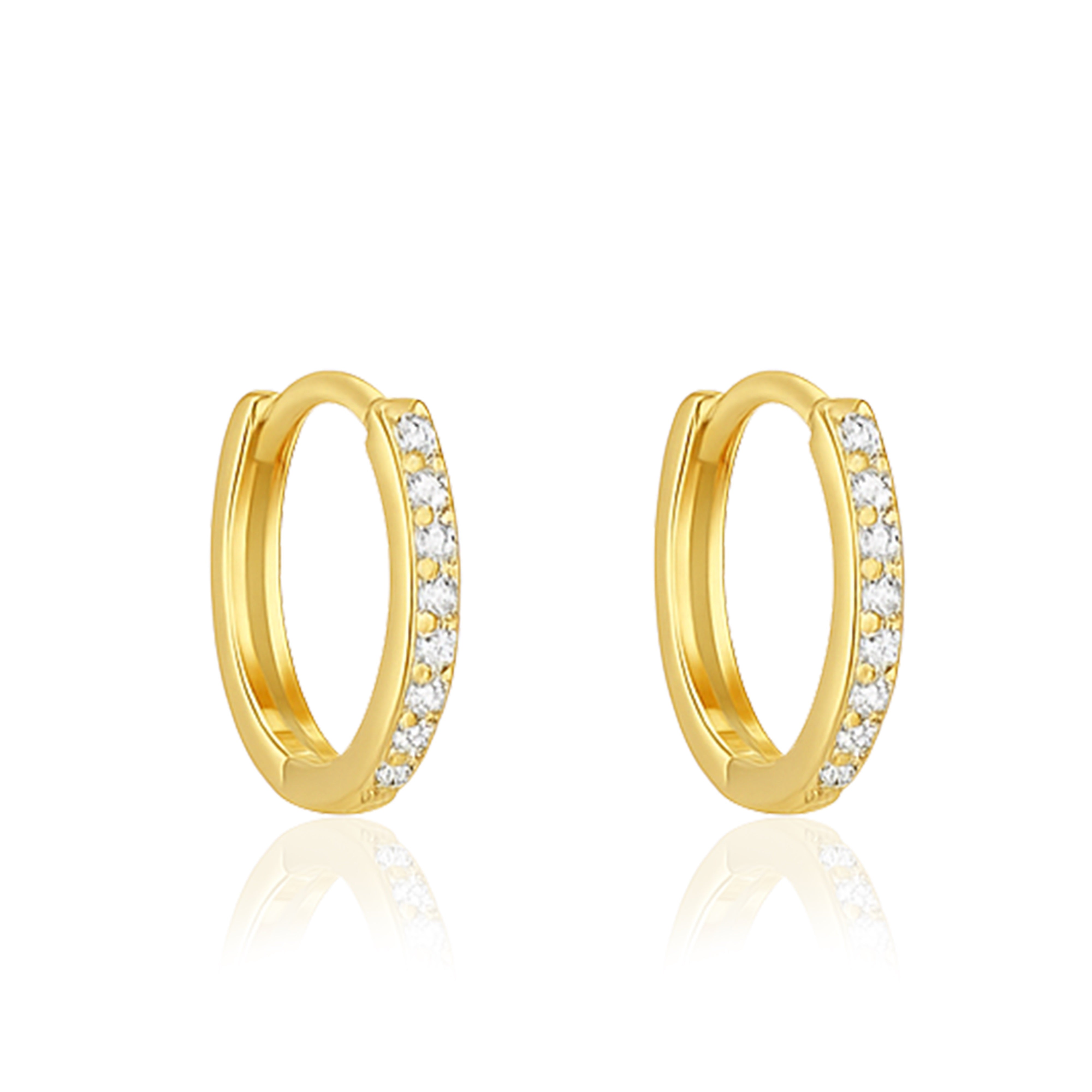 

Classic Pavé Huggie Hoop Earrings - Sterling Silver Yellow Plated