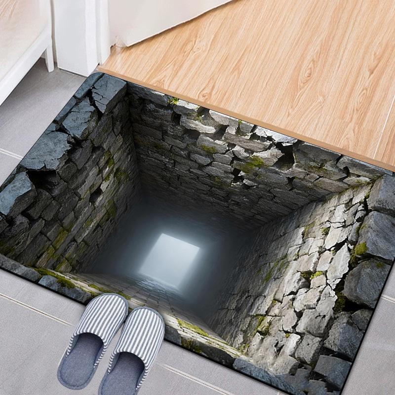 Trójwymiarowa stereoskopowa mata podłogowa, Dywanik do przedpokoju, Odporna na zabrudzenia i łatwa w pielęgnacji kryształowa aksamitna mata podłogowa