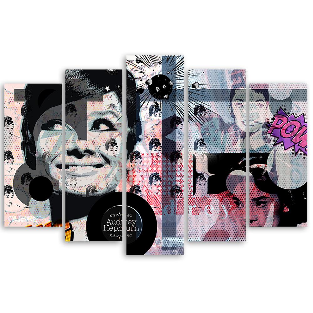 Pětidílný obraz na plátně Audrey Hepburn Herečka