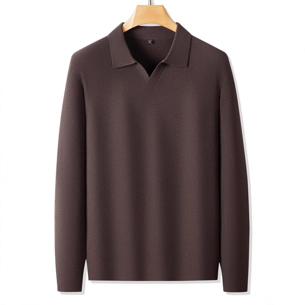 Fat Little Brother Men's Plus Size Lapel Sweater - Trendy Base Layer for Autumn/Winter 2025.
