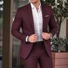 Set Costum Formal Business Banquet pentru Bărbați, Culoare Solidă, Croială Slim Fit