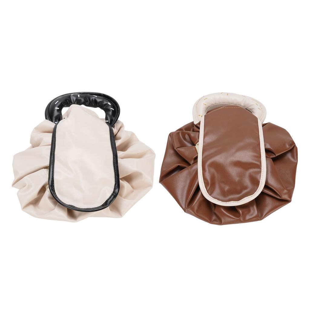 Drawstring Cosmetic Bag Water Proof PU Open Flat Makeup Organizer Toiletry Bag for Travel