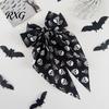 Halloween Bow Hairpin Spring Hair Clips for Women, Pumpkin Skeleton Ghost Hand Printed Clip Fabric Barrettes, Cute Horror Accessories Holiday