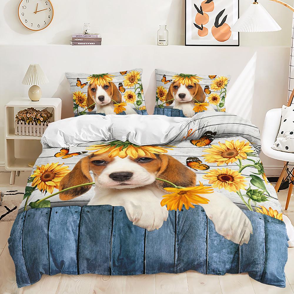 Three-Piece Idyllic Sunflower Quilt Set Two-Piece Bedding Set