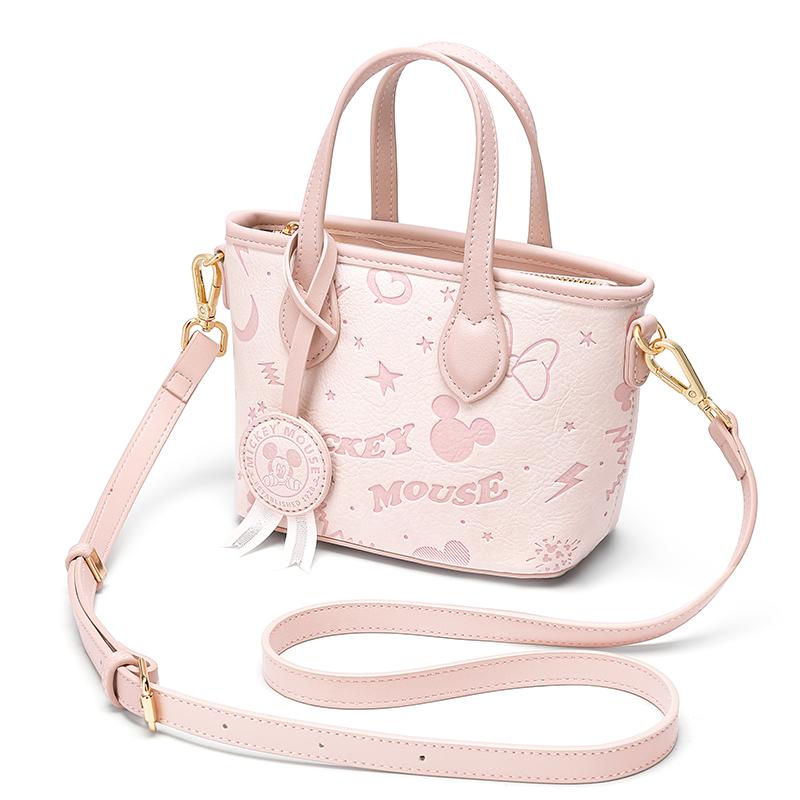 New Disney Mickey PU Crossbody Handbag Women's Pink/Ecru DHF41374-A