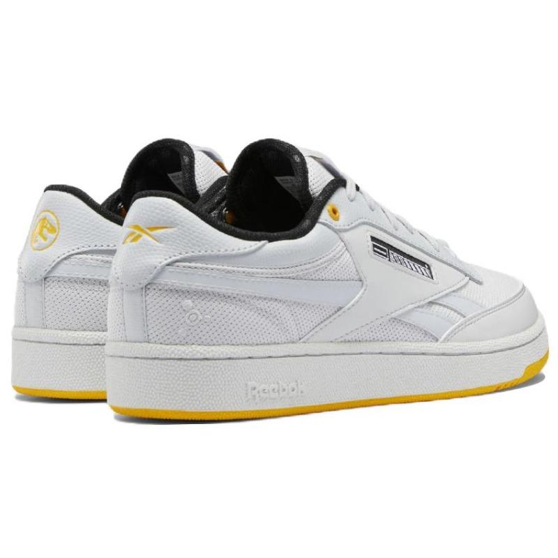 Jurassic Park x Reebok Club C Revenge "Biosyn Genetics" Low Top Skate Shoes White Yellow Unisex HQ6205