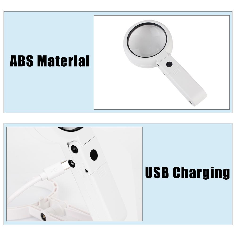5x 11x with 8 LED Light Stand Desk Magnifying Glass Hand Tool Set Portable Hand-held Foldable for Jewelry Appraisal Reading Repair