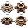 Wood Crafts Lotus Pattern Crystal Carving Wooden Ornaments Crystal Ball Base Meditation Decor Wood Base