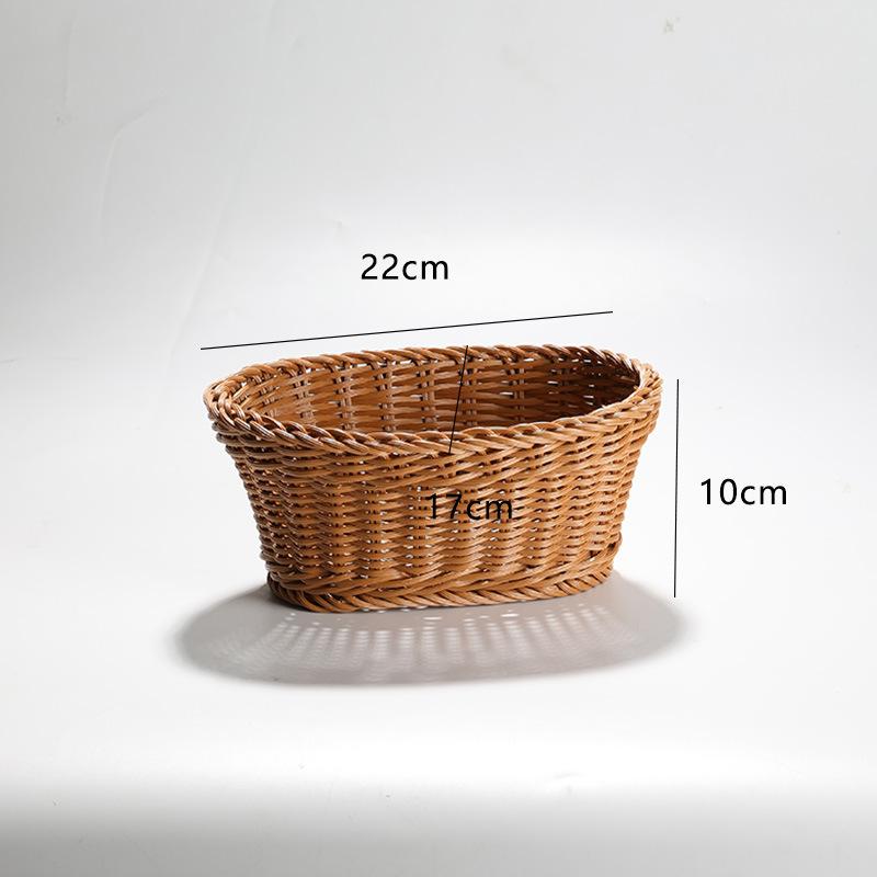 Handwoven Hardness Rattan Wicker Woven Serving Baskets Household Bread Fruit Vegetables Basket Rattan Basket Restaurant Display