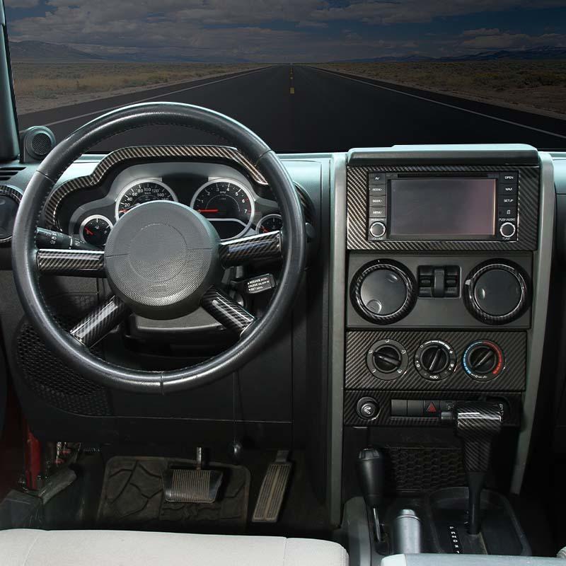 ABS interiér Kryt volantu Dekorační rámeček palubní desky pro Jeep Wrangler JK 2007-2010 Autopříslušenství