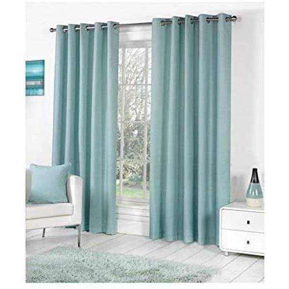 Rideau doublé - Canard Oeuf Bleu - 100% coton (face) - Œillets - 117 x 137 cm