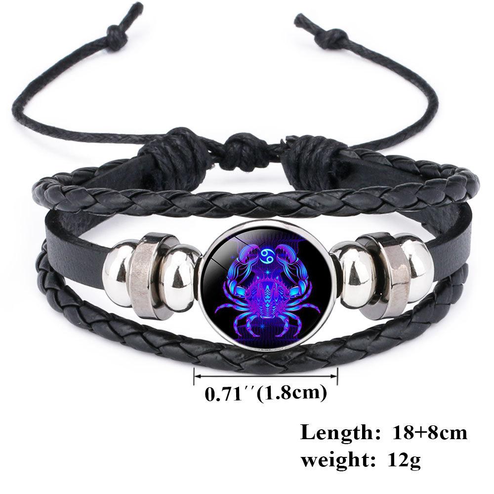 12 Constellation håndlaget lærarmbånd vevd flerlags punk tolv stjernetegn pararmbånd