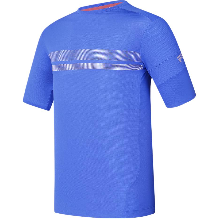 FILA Cycling Series Navy Color Block Versatile Comfortable Sports Casual Breathable Short Sleeve T-Shirt Men Tops Cloud-Dream-Blue A11M448101F-BU