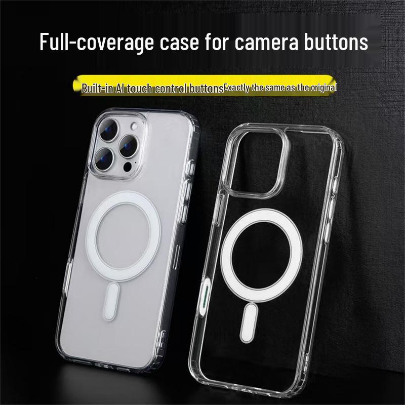 Transparent Magnetic AI Camera Case with Touch Buttons for iPhone 16 Pro Max - Drop-Proof