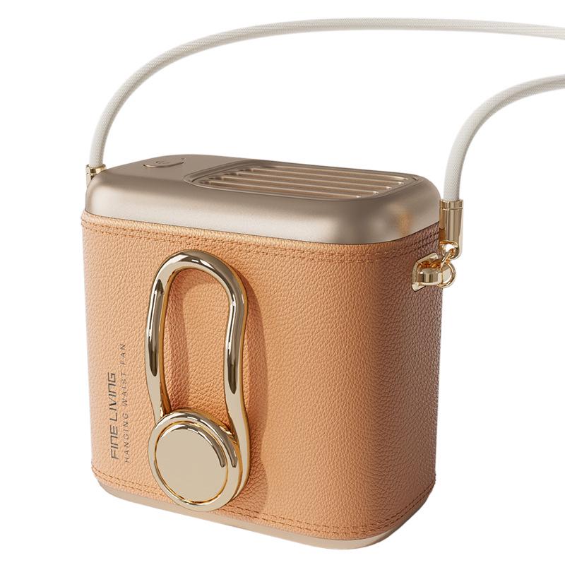 360° Rotating Portable Retro Leather Fan: Waist-Hanging, Bag-Hanging, Desktop Three-in-One Outdoor Cooler