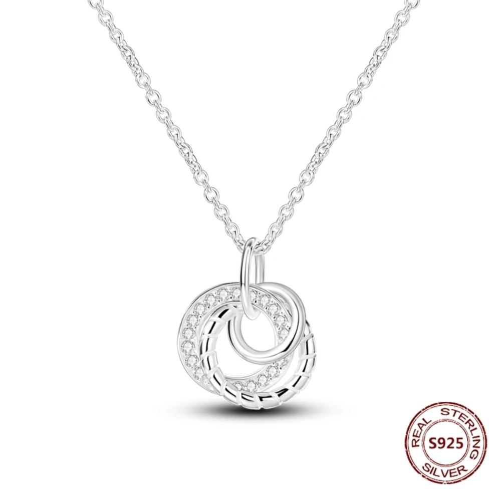 925 Silver Lucky Unicorn Necklace with Butterfly Firefly Bear Paw Print Zircon Chain Link Heart Jewelry for Women