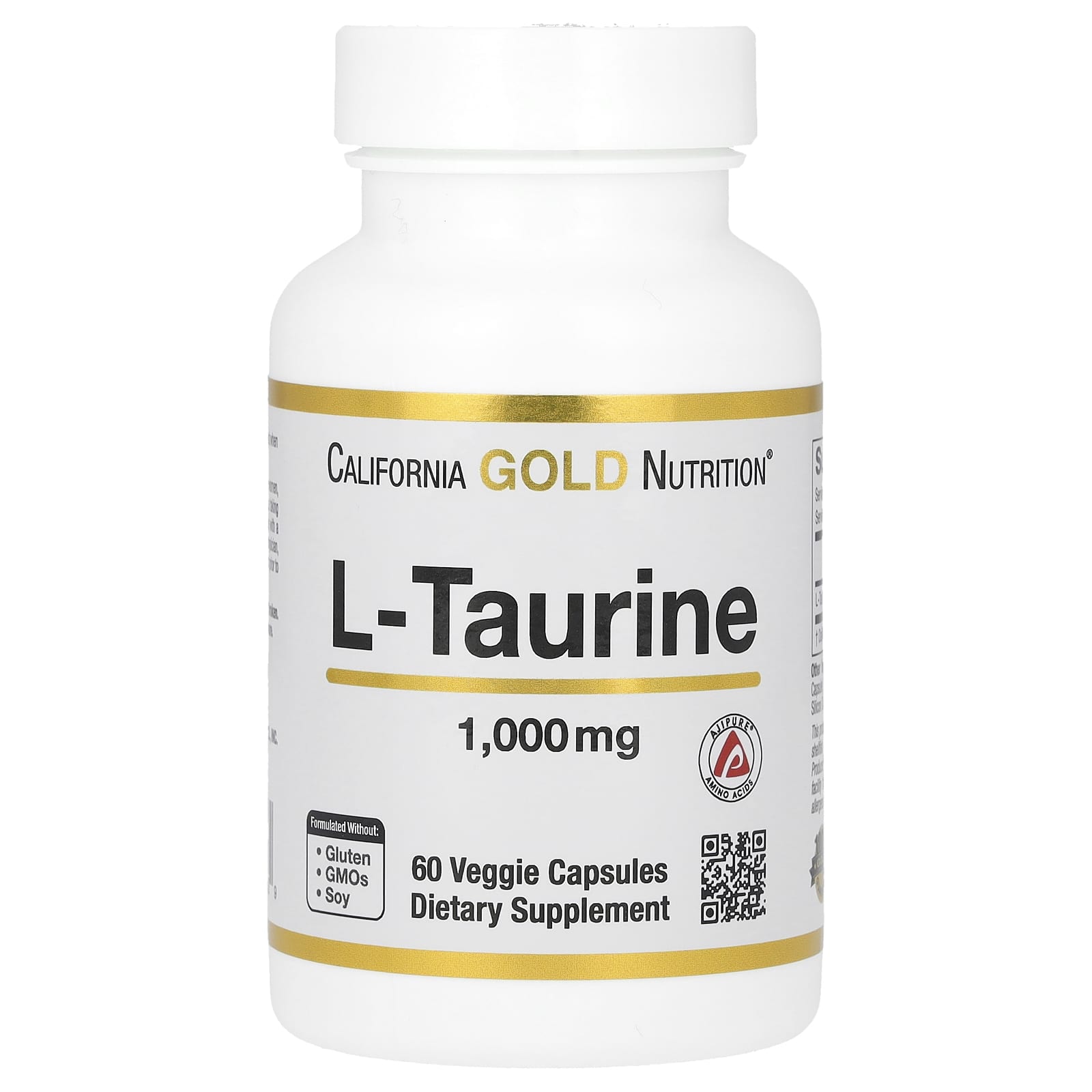 

L-Taurine, Ajipure, 1,000Mg, 60 Veggie Caps