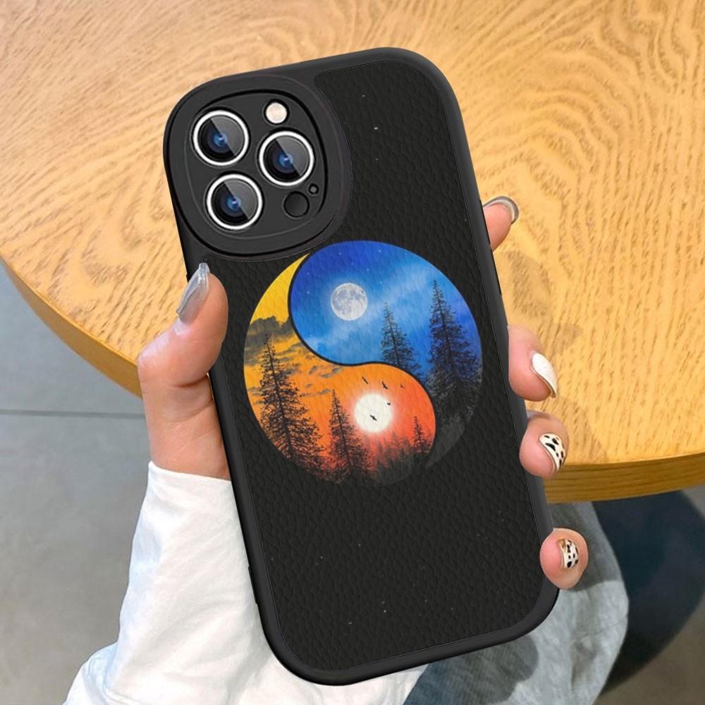 Naturalize Yin and Yang Chinese Tai Chi Pouzdro na telefon z tvrdé kůže pro iPhone 14 13 12 Mini 11 14 Pro Max Xs X Xr 7 8 Plus Fundas