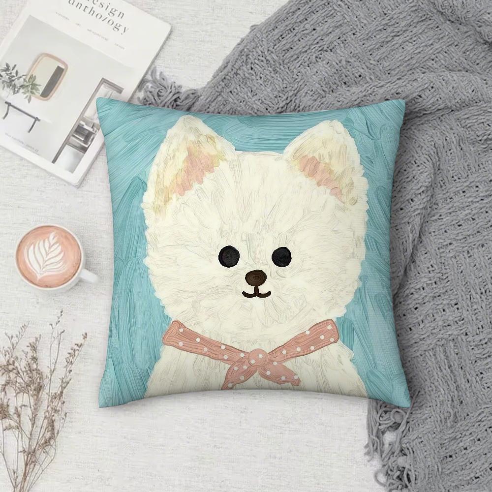 Dog Cute Sherry Small Puppy Pillow Case Square Double-Sided Printing Sofa Cushion Cover Pillowcase Bedroom Bedside