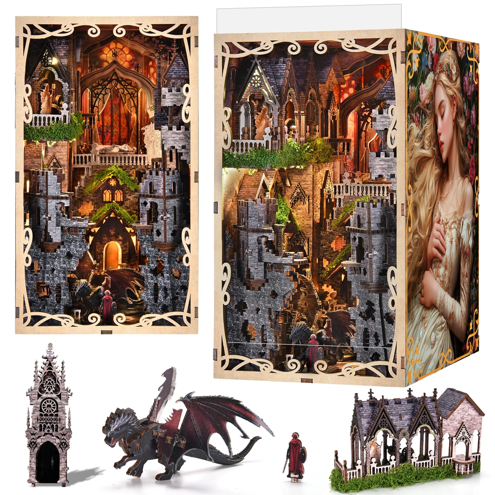 MiniCity DIY BookNook Kit Dollhouse Kit Miniature House Kit BookNook Suitable for and Birthday Collectible with LED Light - - - - Beginners,