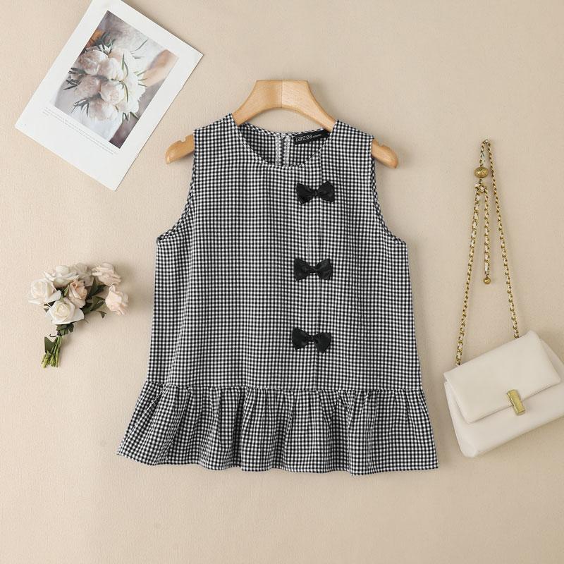 ZANZEA Womens Summer Round Neck Sleeveless Plaid Print Tank Tops