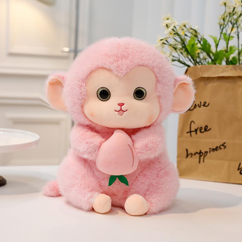 1Pc Cute Peach Hug Big Eyes Monkey Plush Toy Doll Children'S Pillow Filling Animal Birthday Gift Plush Toy