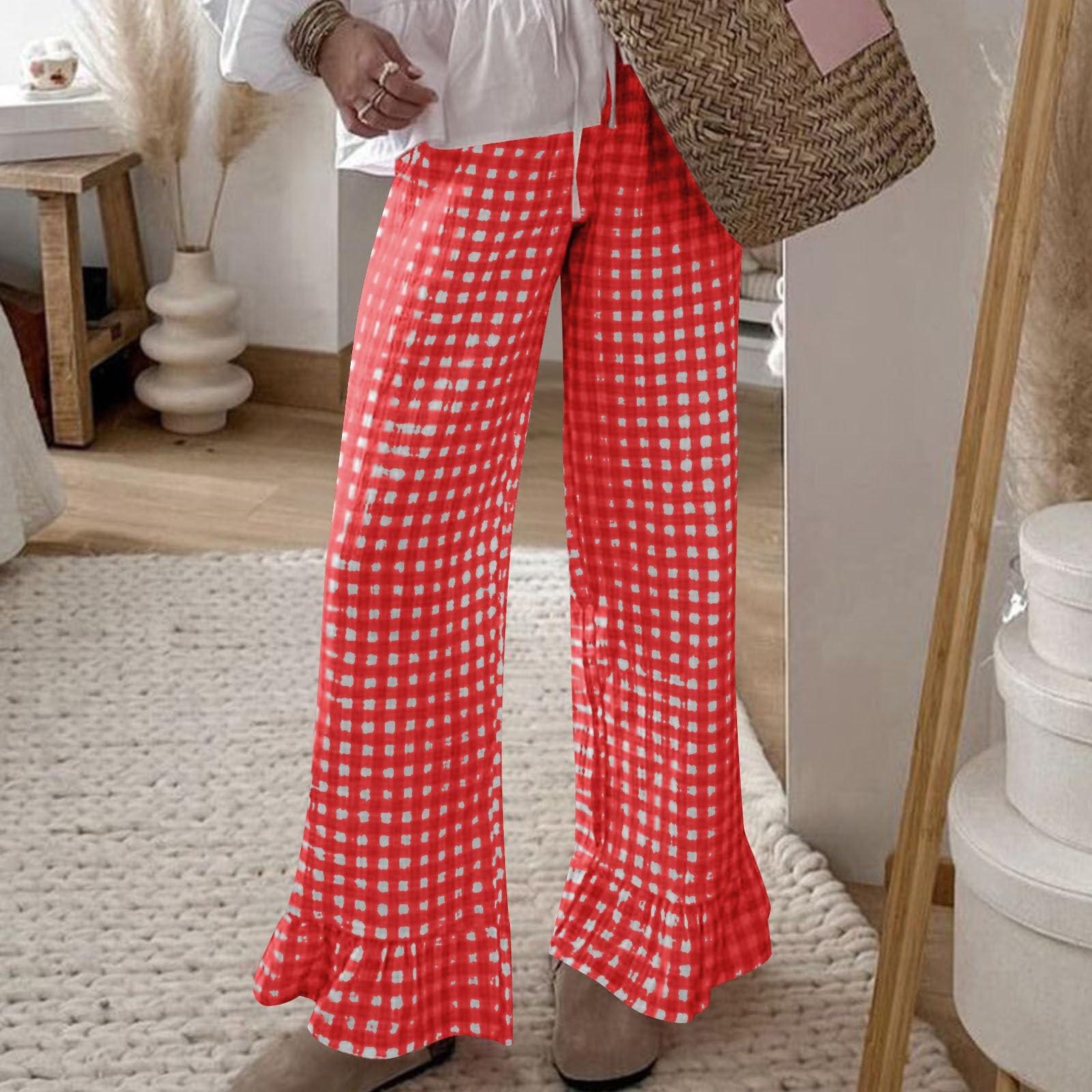 

Женские брюки с оборкой по низу, на кулиске, с эластичной талией, удобные, свободные брюки палаццо с карманами M