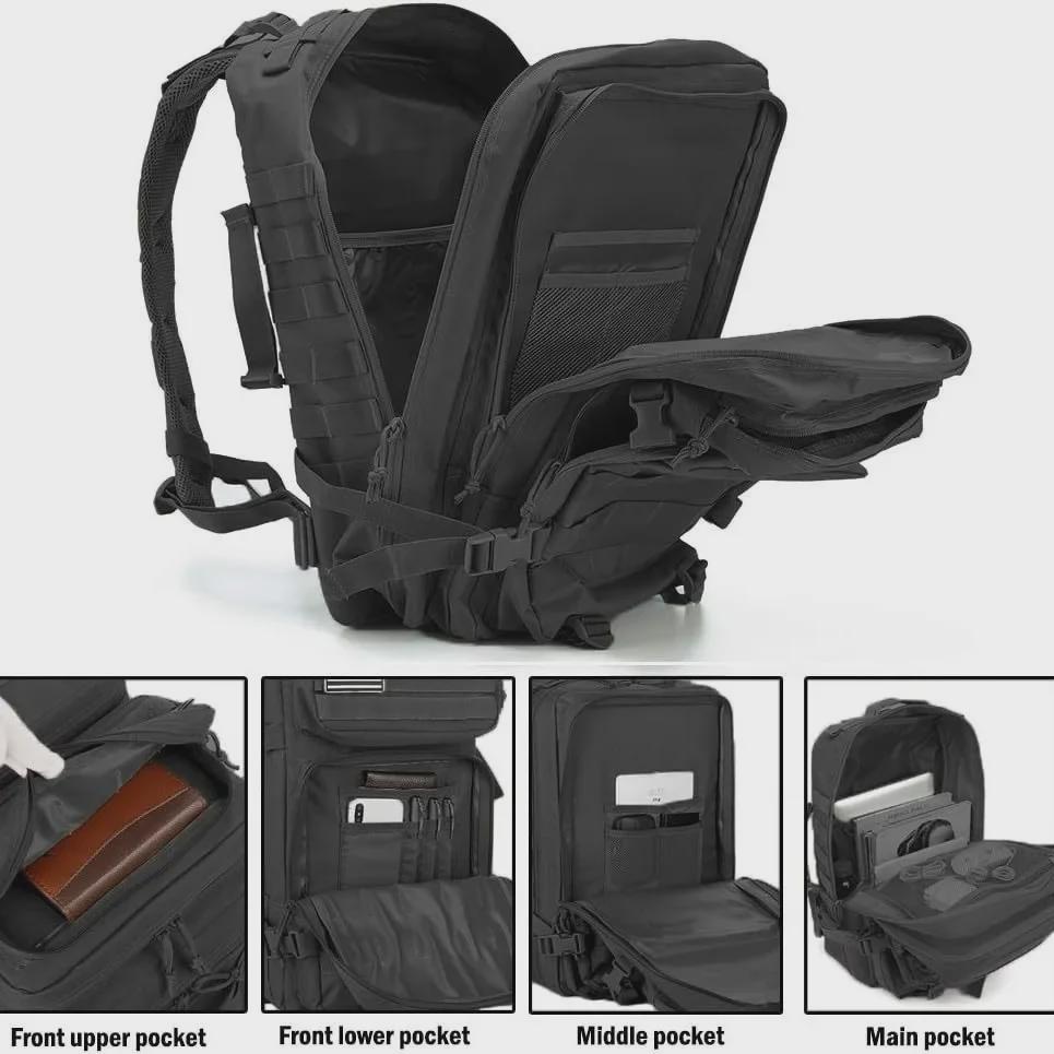 

Large Capacity 3P Tactical Backpack for Outdoor Hiking, Camping, and Mountaineering 45L (900D Oxford Fabric Waterproof)