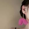 Pink Flower Mesh Earrings Personalized Internet celebrity Same Earrings Small Fresh Holiday Wind Sweet Earrings