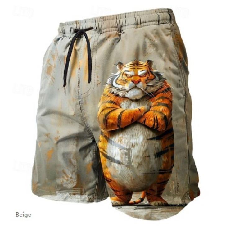 Summer 3D Fun Cartoon Animals Print Shorts Fashionable Casual Beach Men's Shorts