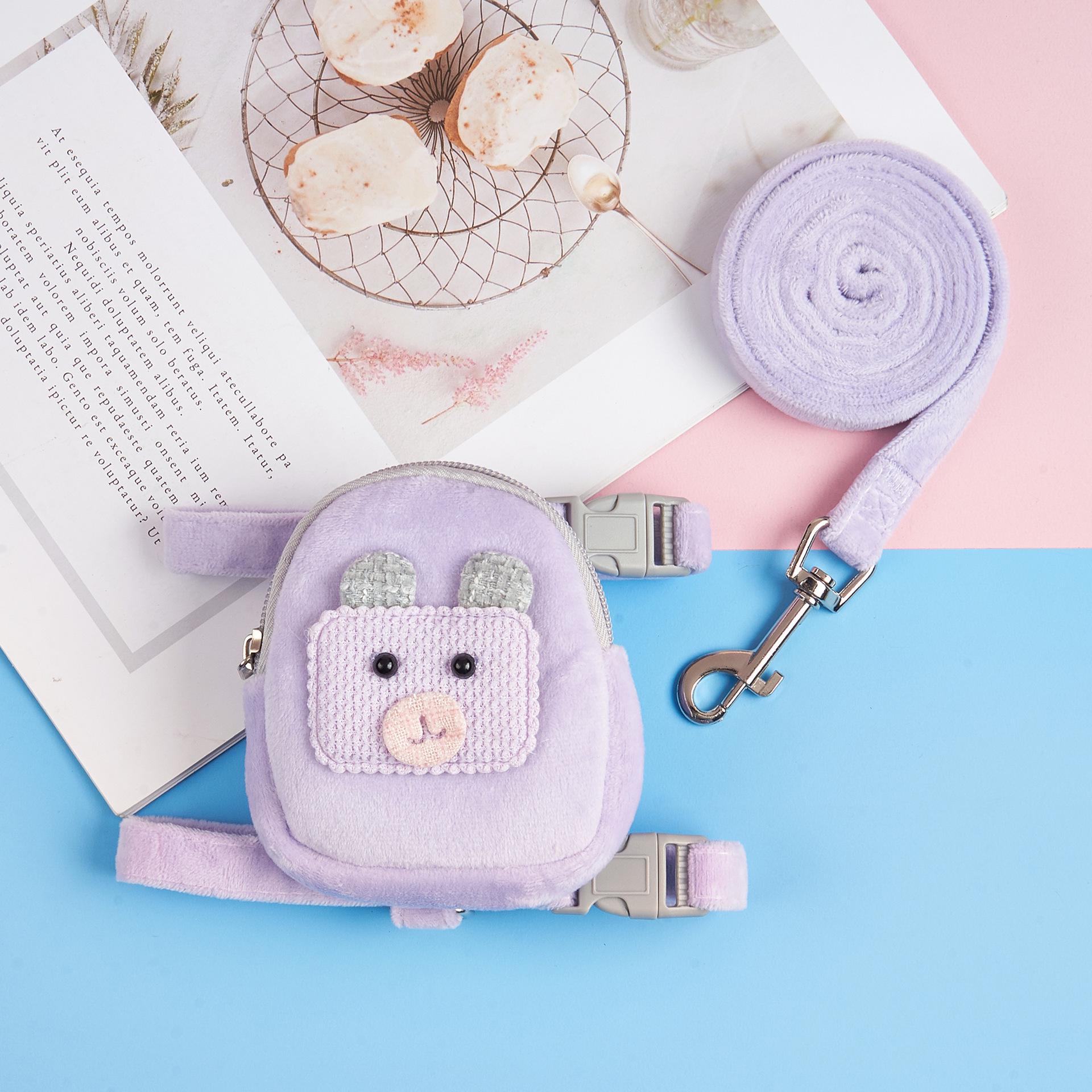 

Adjustable Pet Leash & Harness Set for Small/Medium Dogs, Cats, and Pigs with Snack Pocket and Backpack Small (3-7 lbs)