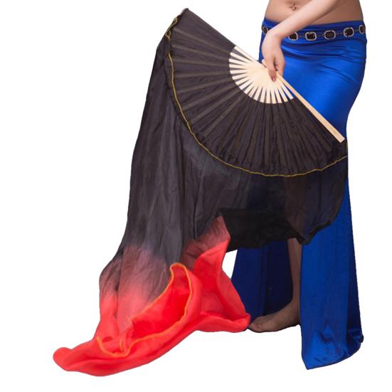 Gradual Color Dancing Fan Handmade Belly Dance Veils Unique Hand Dyed Fan Stage Show Prop for Adult Kid