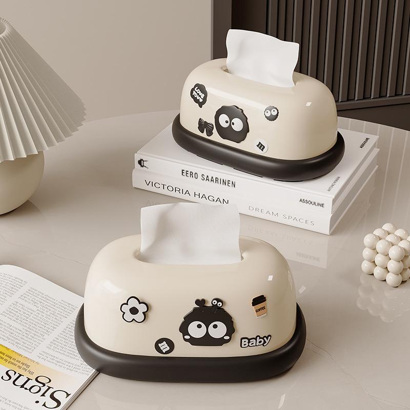 Tissue Box Paper Drawing Box Spring Cute Living Room Paper Box Household Creative Storage Box Napkin Paper Box Desktop Plastic