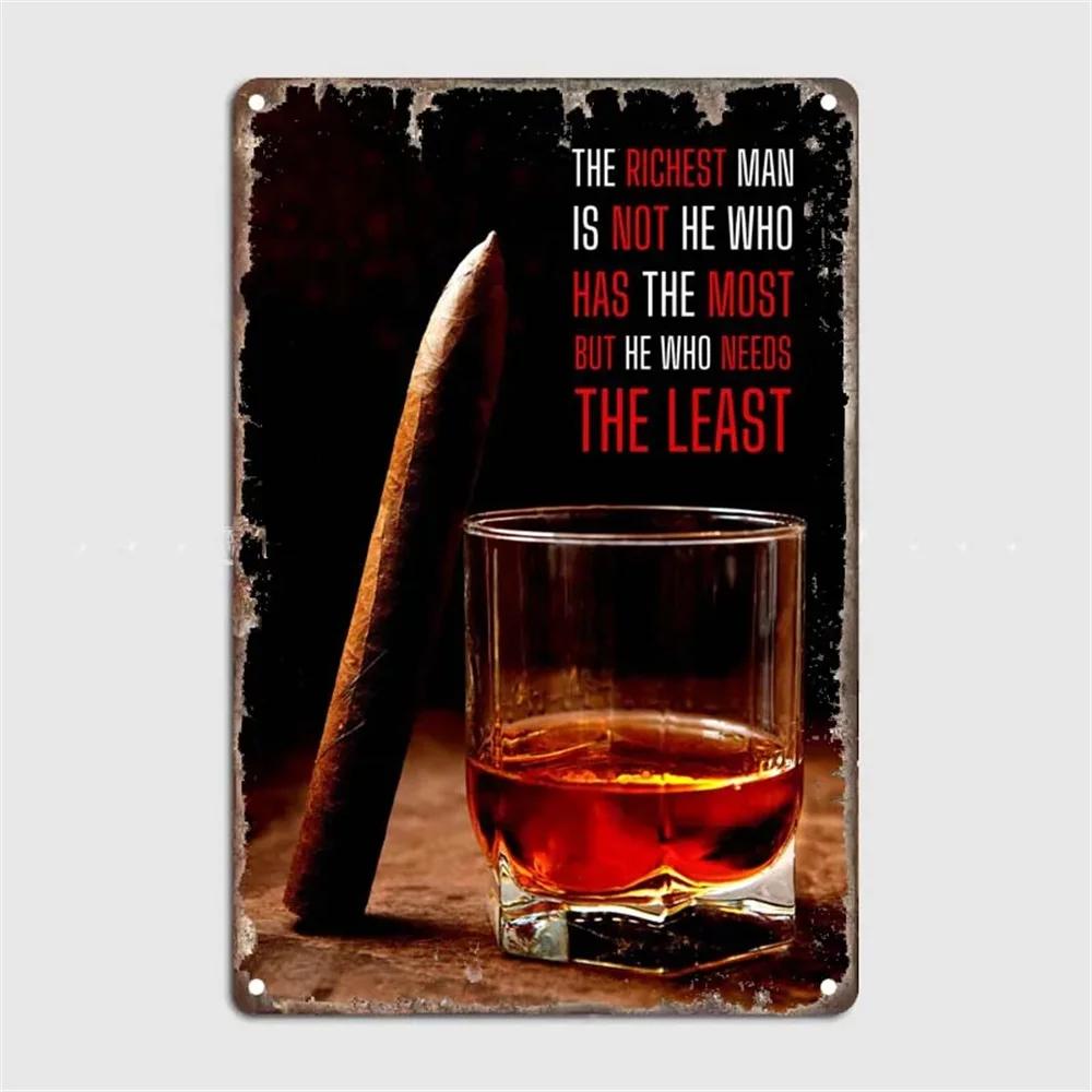 Vintage Whiskey Cigar Poster Metal Tin Sign Plaque Retro Decorative Plates For Garage Club Man Cave Bar Hotel Cafe Wall Decor
