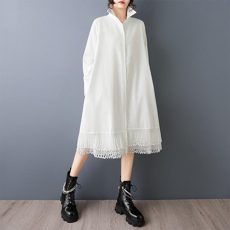 Long sleeve plus size cotton vintage new in dresses for women spring autumn casual loose midi Shirt dress