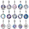 100% Copper Blue Round Crystal Life Tree Angel Star Moon Pendants Charms Fit Original Bracelets Diy Jewelry