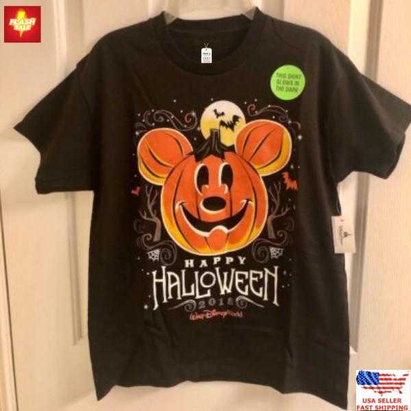 

New Apparel Disney Mickey Halloween 2016 Glow in the Dark Pumpkin T-Shirt Unisex T-Shirt XXXXL
