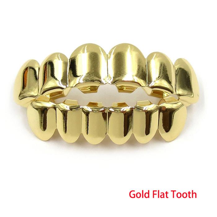 Trendy Hip Hop Gold Silver Plated Teeth Grillz Top Bottom Set With Silicone Real Shiny Vampire Tooth Sets Fashion Accessory
