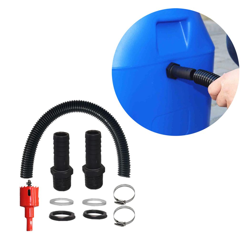 Rain Barrel Connector Water Tanks Link Systems with 100cm Hose & Fittings Linking set for Efficient Water Collection